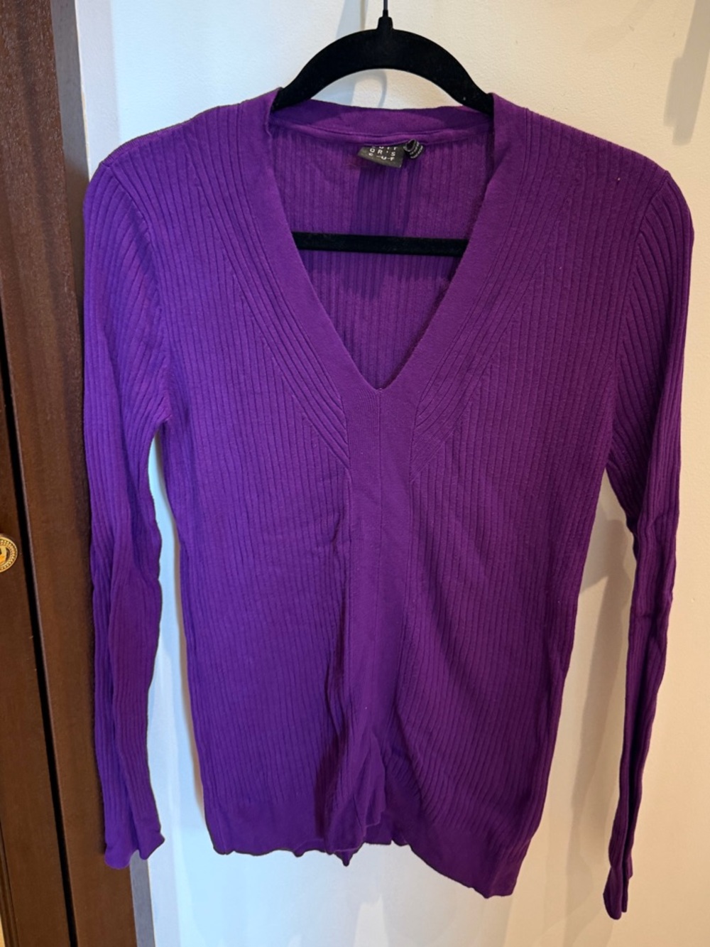 Women's Purple Ribbed Scoop Neck Sweater